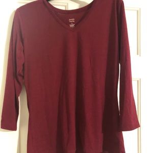 Burgundy Jennifer Lauren V neck Long sleeve